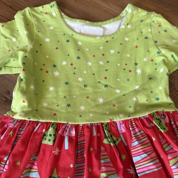 Eleanor Rose Girls Christmas Tree Rhonda Dress Size 6-7 Long Sleeve Holiday - Picture 2 of 8